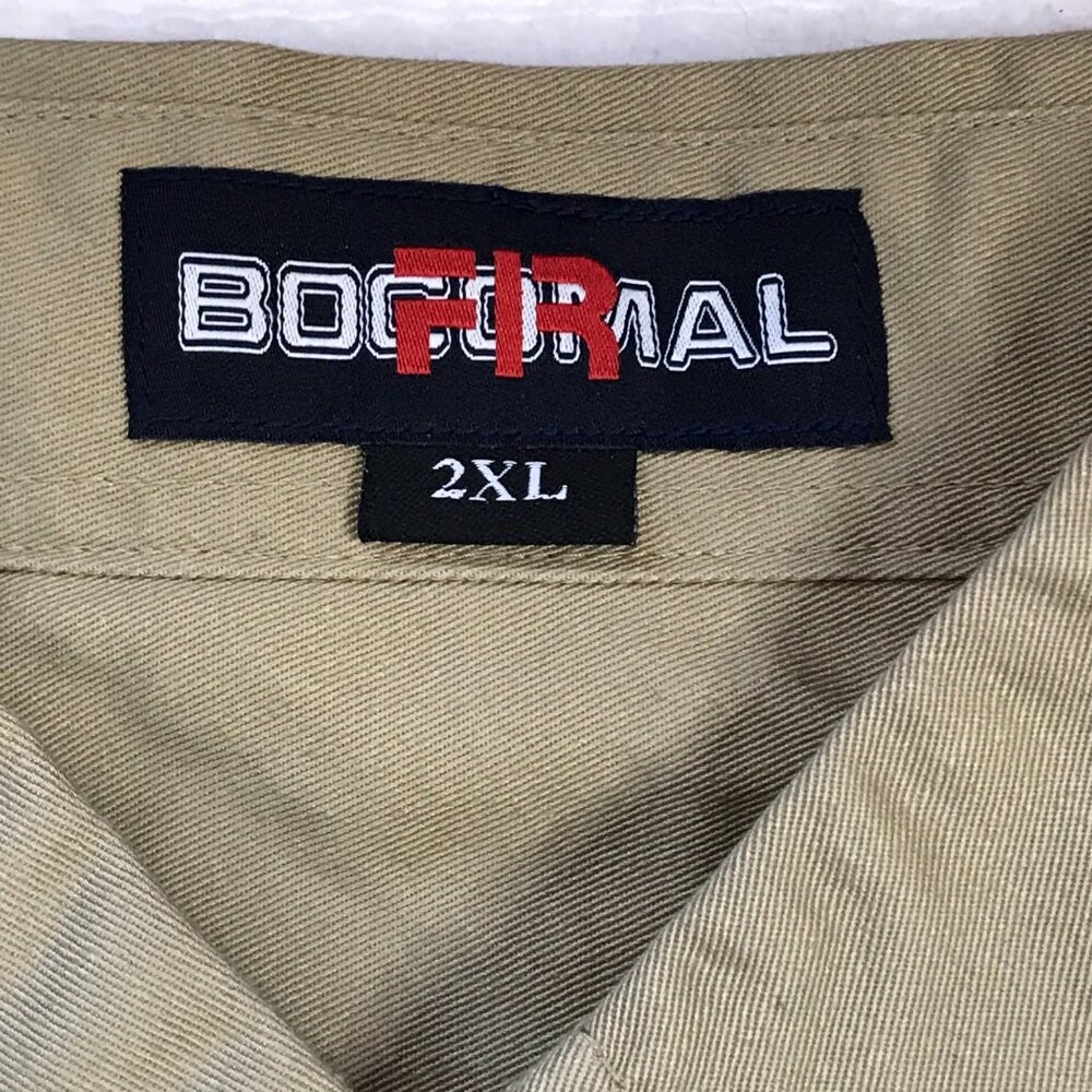 BOCOMAL‎ 7.5oz FR Flame Resistant Shirt Men's Sz 2XL Khaki 100% Cotton NFPA2112 - Picture 10 of 16